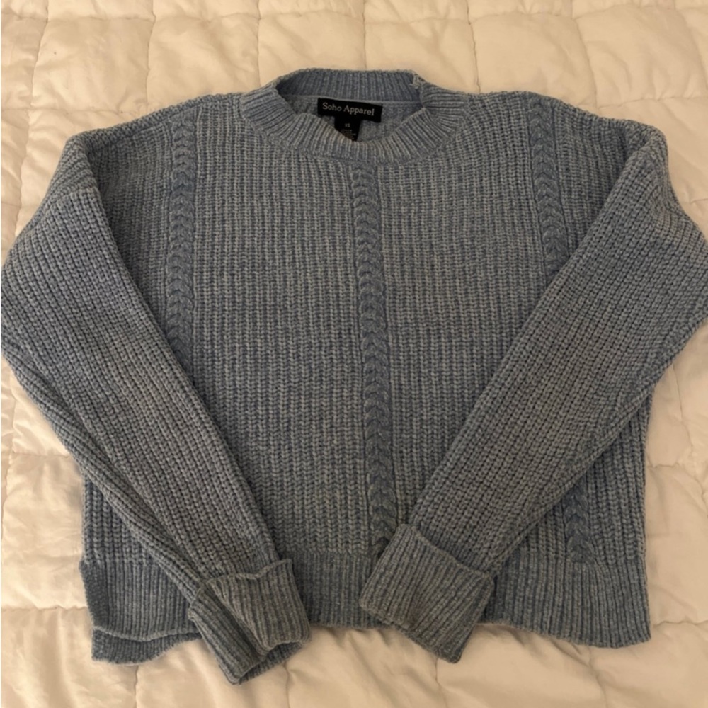 Soho Apparel Light Blue Cable Knit Sweater